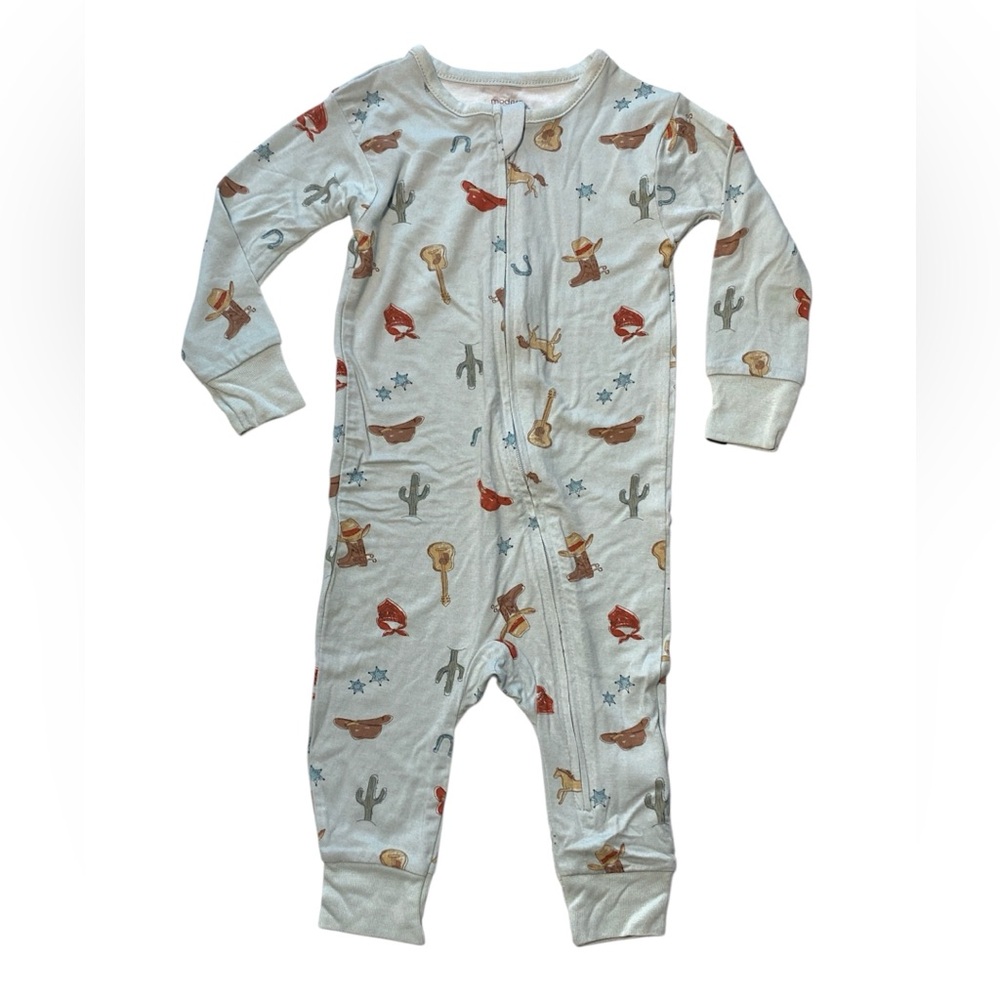 Modern Moments Kids Cowboy and Cactus Print Footie Pajamas